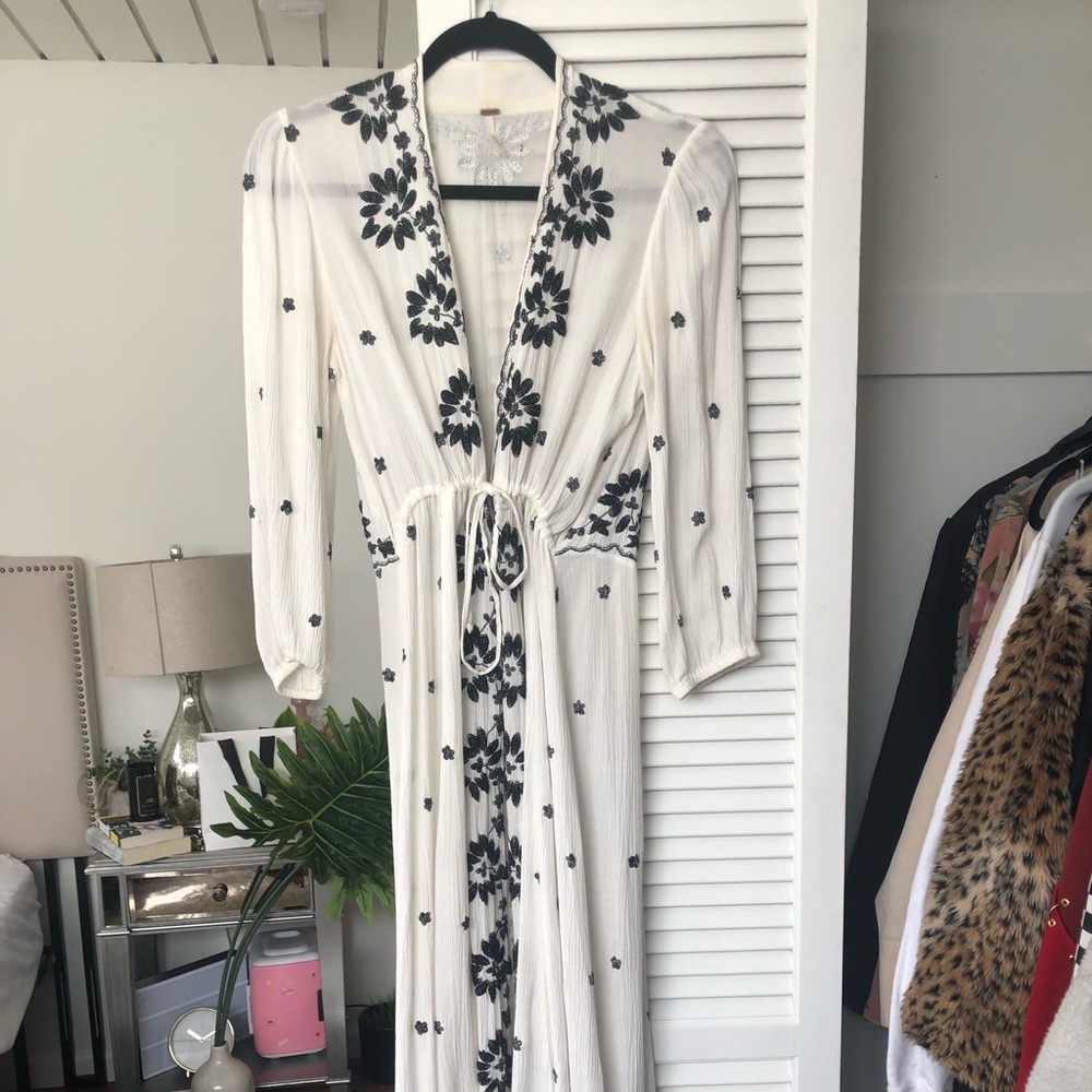 FREE PEOPLE “EMBROIDERED FABLE MIDI DRESS”